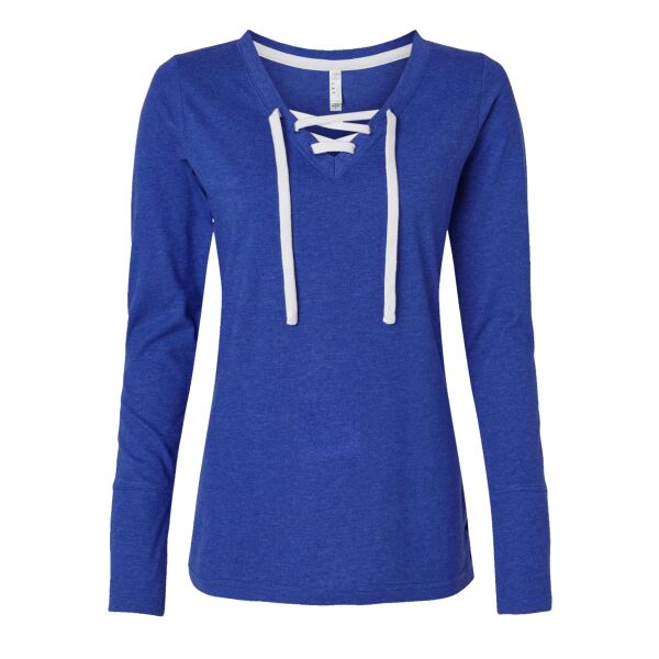 Women's Fine Jersey Lace-Up Long Sleeve T-Shirt Thumbnail